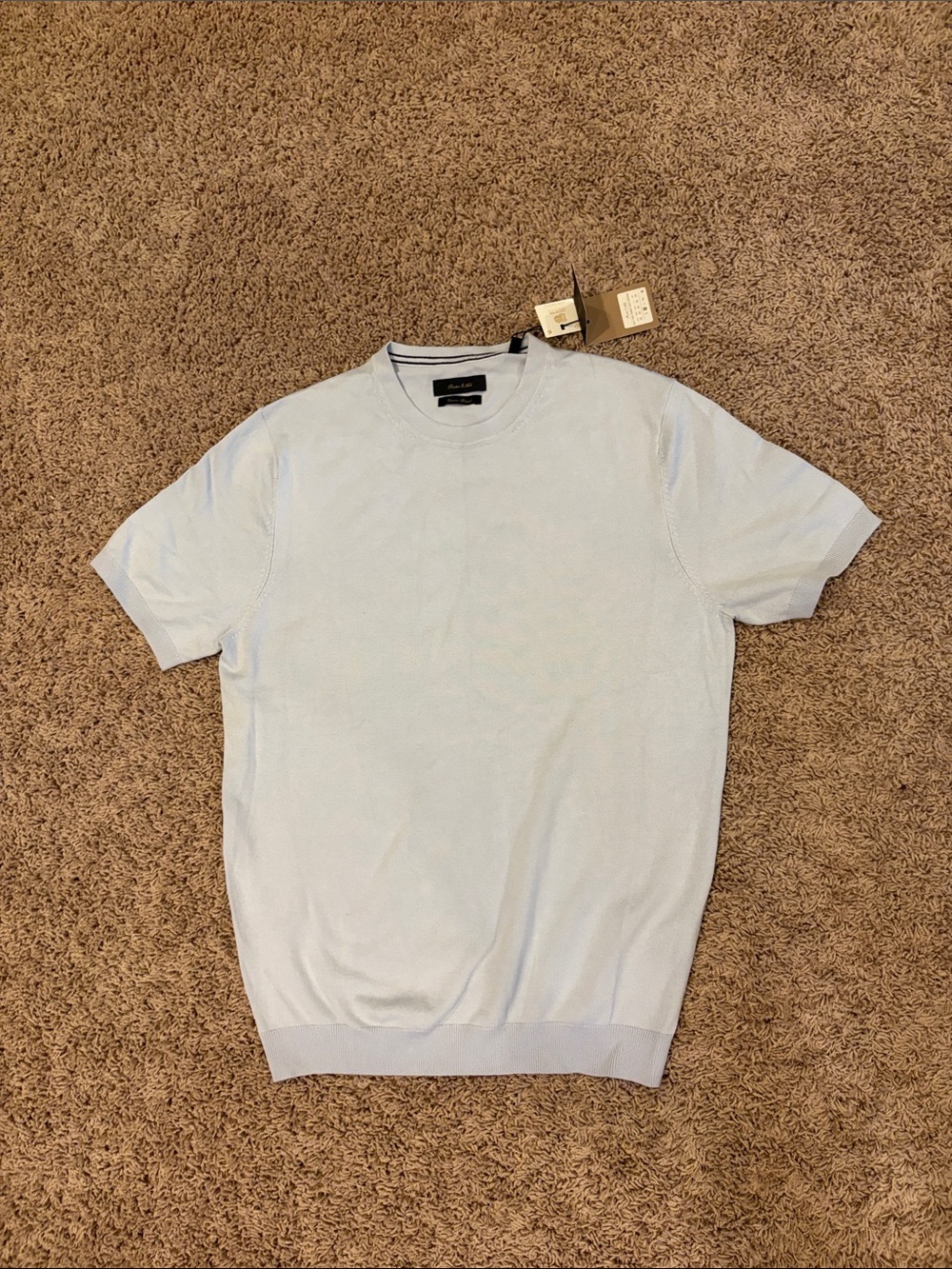 Men's Short Sleeve Crewneck Shirt in Pale Blue by Porter & Ash